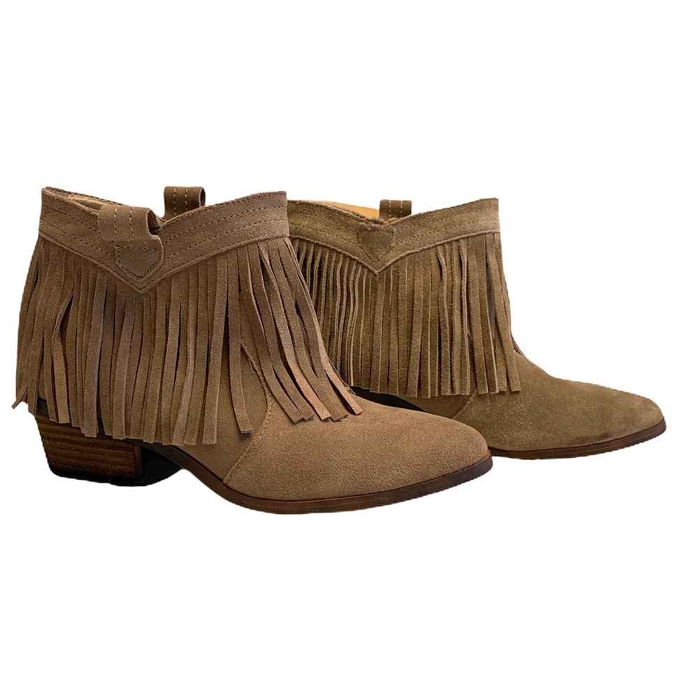 Restricted Suede Fringe Pull On Booties Size 8 - Picture 10 of 10